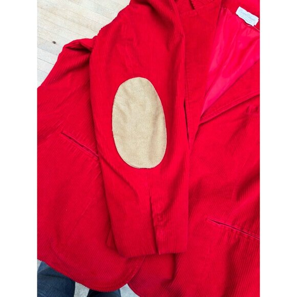 Vintage Red Corduroy Blazer With Beige Patch Sleeves, 2 Button, Size 44 - Picture 4 of 16